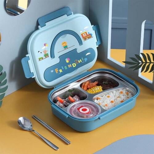 Cute Cartoon Lunch Box Portable Bento Box Food Container Children Kids School Office 316 Stainless steel Microwave Dinnerware
