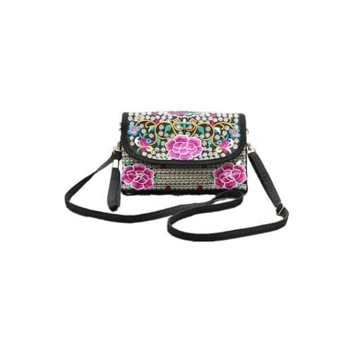 Fashion Multi floral embroidery mini shopping handbags!Nice national prints women hasp shoulder bag Top Versatile canvas Carrier