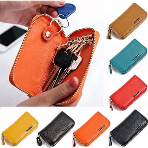 Mens Womens Fashion Faux Leather Zipper Purse Car Keys Wallet Card Holder
