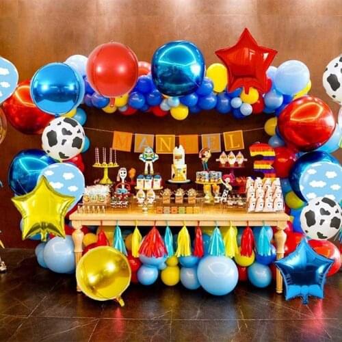Toy Story Party Themed Balloon Chain Garland Set Denim Birthday Kids Favor Background Wall Decoration Supplies