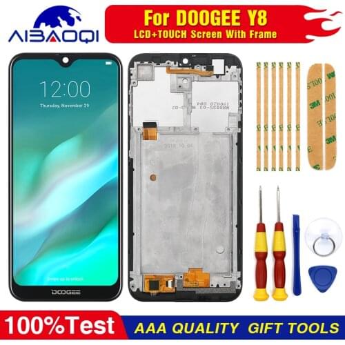 New Touch Screen LCD Display For Doogee Y8 Digitizer Assembly With Frame Replacement Parts+Disassemble Tool