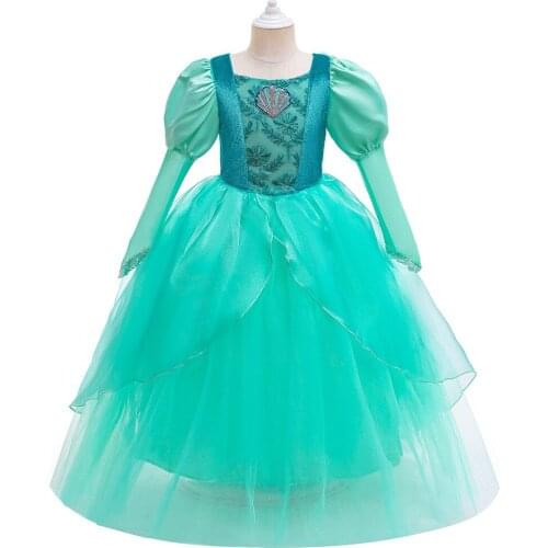 Little Girl Dress Green Flower Costume Cosplay Fantasy Kids Halloween Princess Dress Tulle Children Birthday Party Clothing
