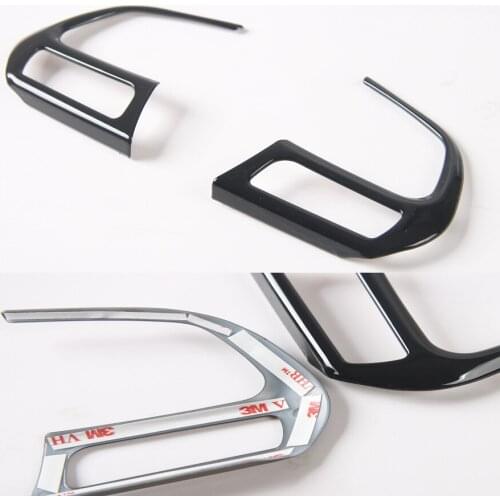 Fit For Jeep Renegade 2017+ Car Steering Wheel Decoration Trim Styling Frame Sequins Sticker 2Pcs/set ABS Black