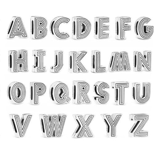 Letter A-Z Charm 100% 925 Sterling Silver Letters Bead Charm Fit Original Bracelet Diy Jewelry