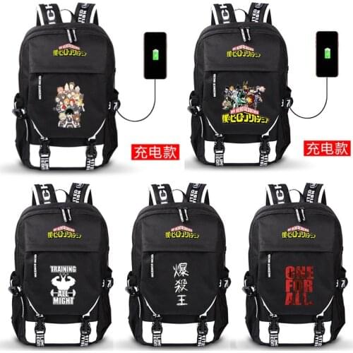 Anime Backpack My Hero Academia Boku no Hero Academia Backpack School Bag USB Charging Teenager Bookbag Laptop Shoulder Bag