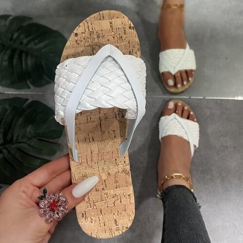 Women Summer Slippers Ladies Flip Flops Casual Fashion Female Weave Beach Sandals Women Slides Flat Shoes