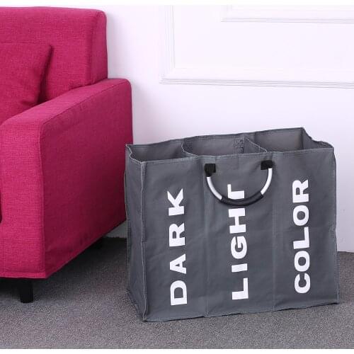 Laundry Bag Foldable Laundry Basket Large Dirty Laundry Basket Hamper Sorter Oxford Cloth Dirty Clothes Bag with Aluminum Handle