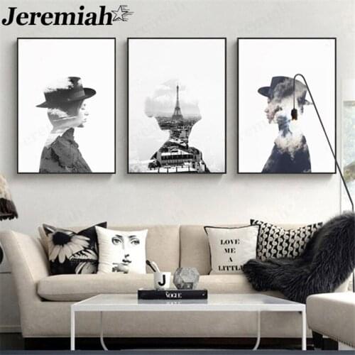 Modern Abstract Character Canvas Poster Black and White Creative Landscape Painting Wall Art Nordic Aesthetics Home Decoration