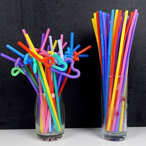 100pcs Disposable Straws Bendable Juice Drinking Flexible 26cm Safe For Home Party Bar Non-toxic Family Gathering Tool E11526