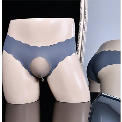 Ice Silk Seamless Convex Pouch Low Waist Briefs Underwear Mens Sexy Lingerie Flounce Rippled Edge Panties Calcinha Calzoncillos