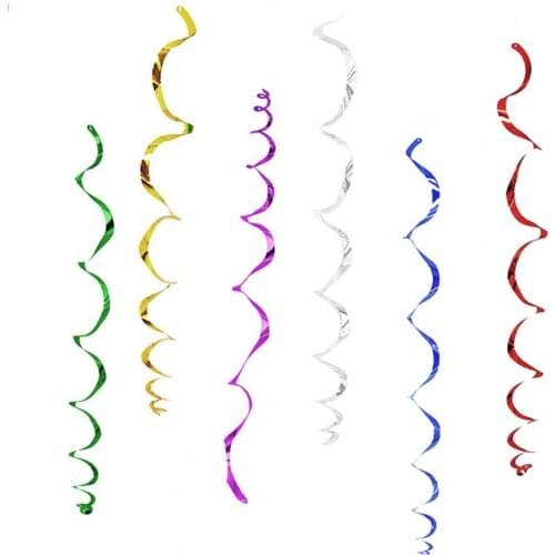 Party Ribbon Eye-catching Waterproof PVC Decorative Ceiling Hanging Swirl Attractive Shiny Sparkling Colored Ribbons for Home