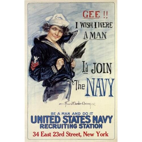 Vintage Advertising WW1 Poster Us Navy recruitment Classic Canvas Paintings Vintage Wall Posters Stickers Home Decor Gift