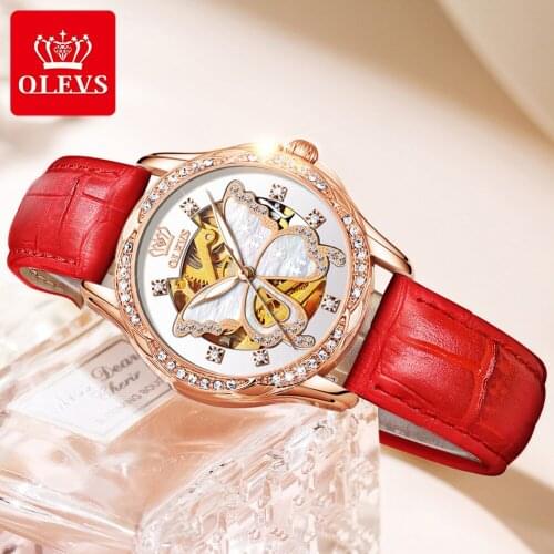 Ladies automatic mechanical watch diamond Ceramic clock elegant woman watch with bracelets gift female 2020 luxury brand OLEVS