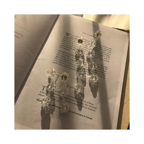 2020 Korean Chic Vintage Sweet Beaded Crystal Flower Dangle Earrings For Women Girls Fashion Dating BFF Aesthetic Jewelry