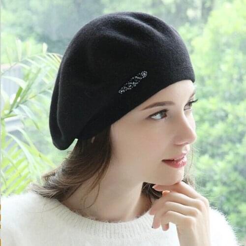 H7778 Women Beret Hat Female Autumn Winter Warm Thick Wool Knitted Cap Korean High Quality Fashion Simple Casual Shopping Hats