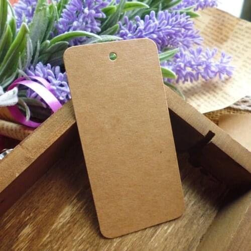 100pcs 78x39mm Kraft Paper Tag Blank Gift Tag Wedding Gift Tags Party Message Cards Price Label Hemp String Included Garment Tag