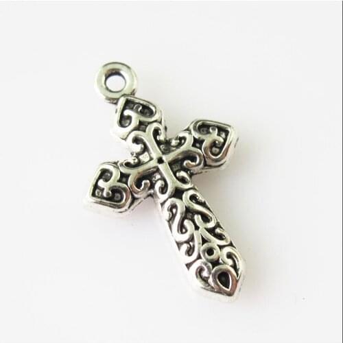15 New Heart Flower Clouds Cross Tibetan Silver Tone Charms Pendants 14.5x23mm