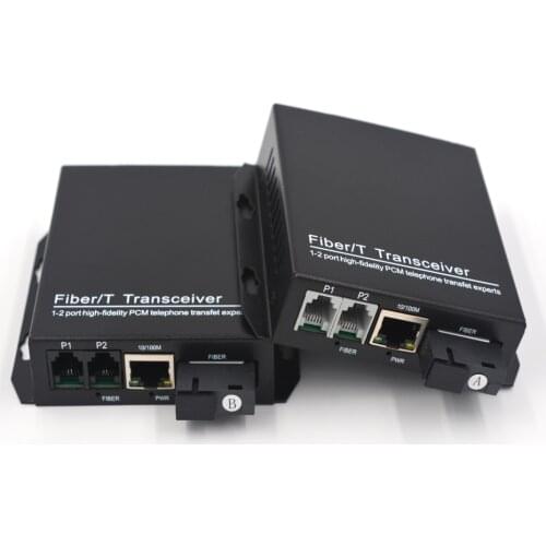 2 Channels Voice Telephone over Fiber Optic Converter up to 20Km, SC with 10/100Mbps Ethernet