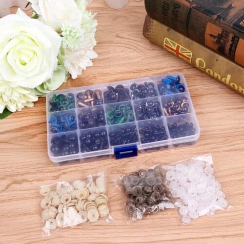 264Pcs/Set 6mm-12mm Colorful Shinning Plastic Doll Eyes Craft Eyes Washer DIY For Plush Bear Stuffed Toys Animal Puppet Dolls