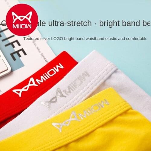 MiiOW Mens Underwear Pure Cotton Boxer Shorts Student Trend Breathable Underwear Mens Boxer Shorts Youth Pants Personality