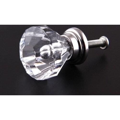 30mm Diamond Crystal Glass Door Drawer Cabinet Wardrobe screw Pull Handle Knob Home Decor*Door Handles