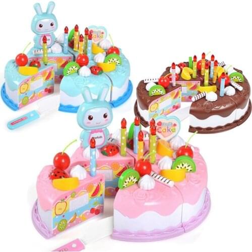 37pcs Cake Food DIY PKitchen Toys Pretend Play House Fruit Cutting Birthday Party Toys for Kids Boy Girl Educational Toys Gift