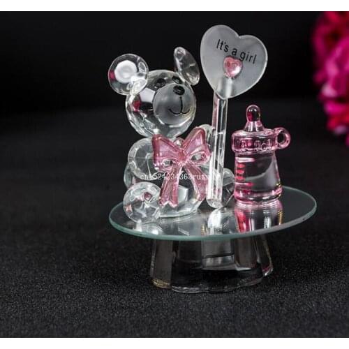 50pcs Giveaway Gift For Guest K5 Crystal Bear Nipple Baptism Baby Shower Souvenirs Party Christening Wedding Favors and Gifts