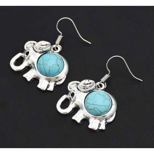 8 Styles Bohemian African Ancient color Metal Color Drop Dangle Earrings Tribal Ethnic Blue Stone Elepant Dolphin Earings 2018