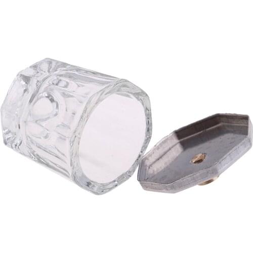 Acryl Nail Crystal Glass Dappenglaasje Bowl Cup Met Cap Vloeibare Poeder Manicure Nail Art Gereedschap Acryl Poeder Vloeibare