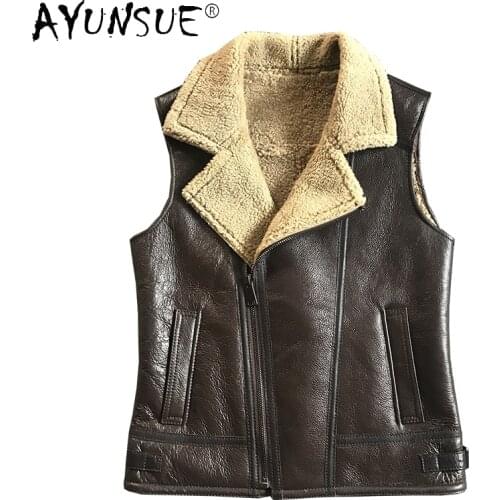 AYUNSUE 2020 New Mens Vest Winter Jacket Men Clothing Motorcycle Jackets Mens Vests 100% Wool Fur Coat Jaqueta Masculina LXR789