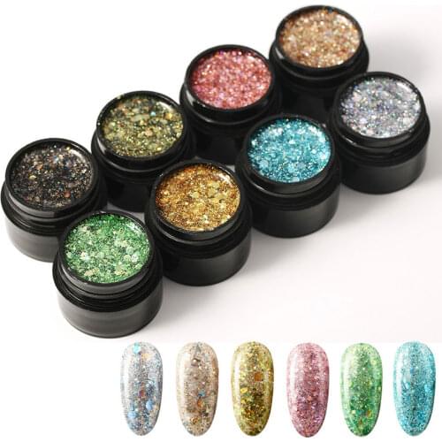 Glitter Led Gel Soak Off Nail Gel Platinum Shiny Sequins UV Polish Lacquer Nail Art Decorations UV Gel Varnish Painting Flowers
