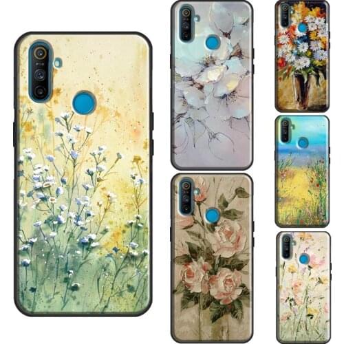 Oil Painting Flowers Case For OnePlus 8T 7T Nord 7 8 9 Pro Cover For Realme C3 C15 C21 7i Q3 6 7 8 Pro GT Neo