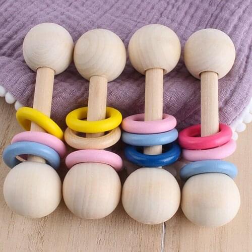 Lets Make Baby Beech Wooden Rattle 1pc Hemu Rattle Soother Teether Molar Toy Safe Without FPA Musical Chew Montessori Toys