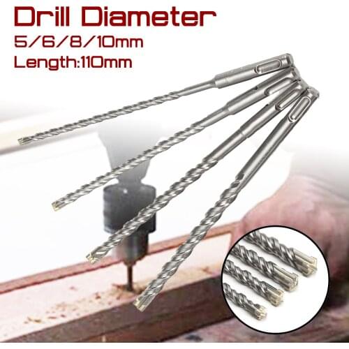 For Electric Dril 11cm Concrete Drill Bit Double SDS Plus Slot Masonry Hammer Head Tool 5/6/8/10mm High Speed White Steel Wrench