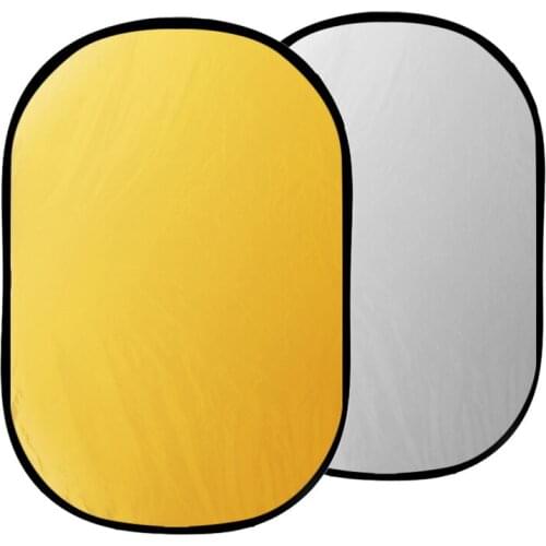Photography 2 in 1 Gold and Silver Backdrop Collapsible Light Oval Reflector for Studio Facebook Live Photo