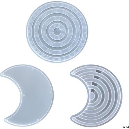 Moon Calendar Epoxy Resin Mold Calendar Hanging Plate Silicone Mould DIY Crafts Home Wall Decoration Casting Tools