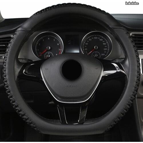 KOKOLOLEE Leather Car Steering Wheel Cover For Jaguar XF XE F Pace XJ X-type Ruitar E Pace Emblem S-type