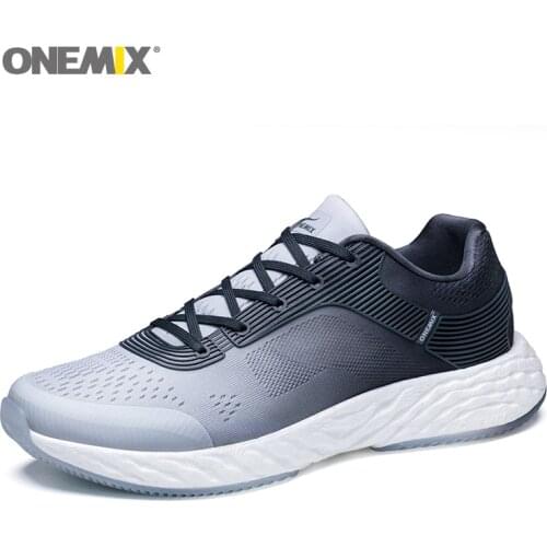 ONEMIX Mens Running Shoes Breathable Fitness Lace-up Sneakers Light Man Anti-skid Mesh Comfortable Walking Damping Sports Shoes