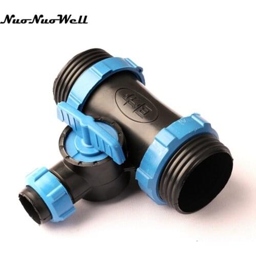 1pcs NuoNuoWell 2" to 1" Thread Valve Drip Tape Tee Connector for Garden Micro Drip Irrigation Fittings Hose Pipe Adapter
