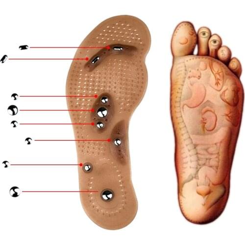 Hot Massage Insole Magnetic Therapy Health Slimming Insole Pain Relief Silicone Anti-fatigue Foot Care Insoles For Men 27cm