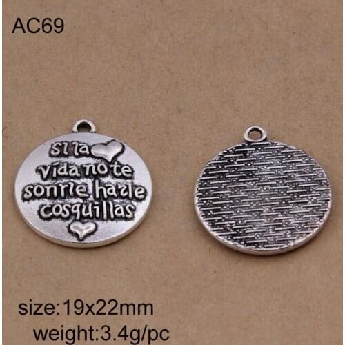 25pcs/lot Alloy Antique Silver 19x22mm Letter Metal Charm Pendant Fit Bracelet Necklace DIY Metal Jewelry Making