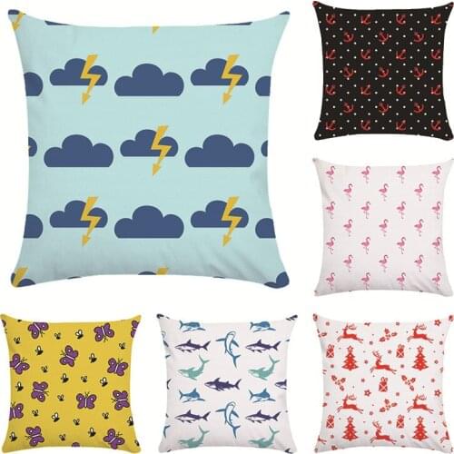 Cartoon Cute Print Geometry Series Cushion Cover Sofa Short Plush Pillow Cover Colorful Pillowcase Fresh Soft Home Decor