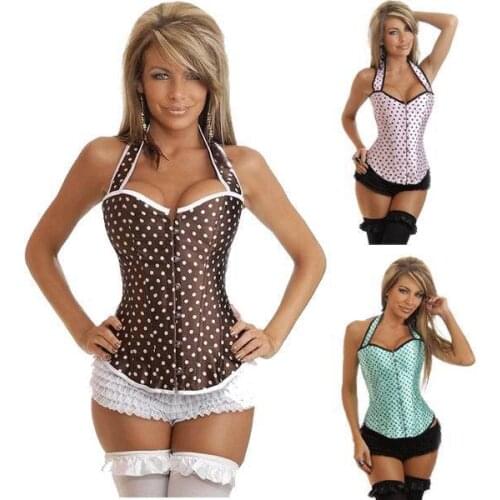 New Arrival Three Colors For Halter Corset 3S3044 Sexy Polka Dot Corsets Dotted Women Corset
