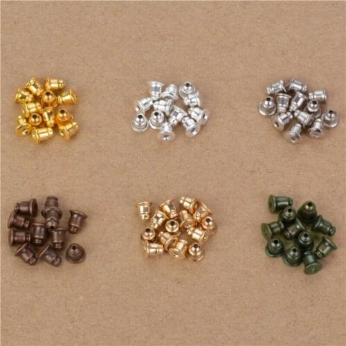 Wholesale 100pcs 5*6cm Earring Back Bullet Stopper Earring Plugs for DIY Gold Silver White K Bronze Silicone Earring Findings