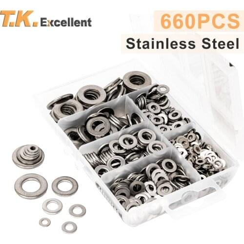 Flat Washer 304 Stainless Steel Washers Assortment Set Value Kit,660 Pieces