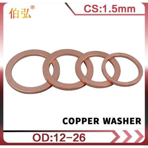 10Pcs DIN7603 M6 M8 M9 M10 M12 M14 M16 M18 M20 T3 O Ring Gasket Sealing Ring Copper Washer Boat Crush Washer Flat Seal Fitting