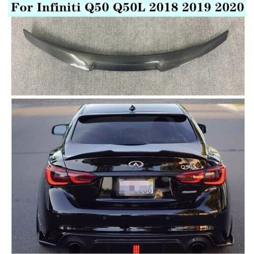 High quality Carbon Fiber Car Rear Trunk Lip Spoiler Wing & After the Angle Fits For Infiniti Q50 Q50L 2018 2019 2020