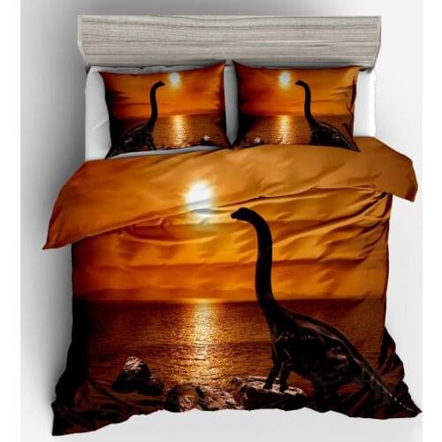 Duvet Cover Long necked Dinosaurs simple wind 2/3pcs British Style Family student dormitory Quilt cover pillowcase