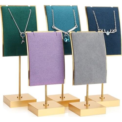 Jewelry high-end jewelry necklace pendant display stand factory direct metal microfiber jewelry display props display stand