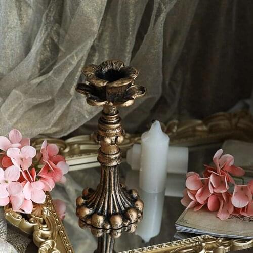 Retro Candlestick Home Table Decoration Crafts Nostalgic Candle Stick Resin Candle Holder Photography Props